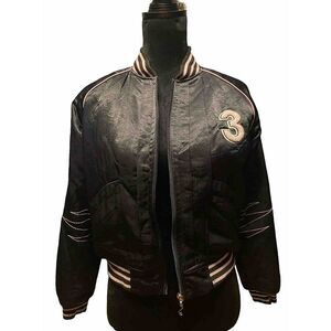 Fetish 3 Brand Womens Black Bomber Nylon Jacket Coat Party Streetwear